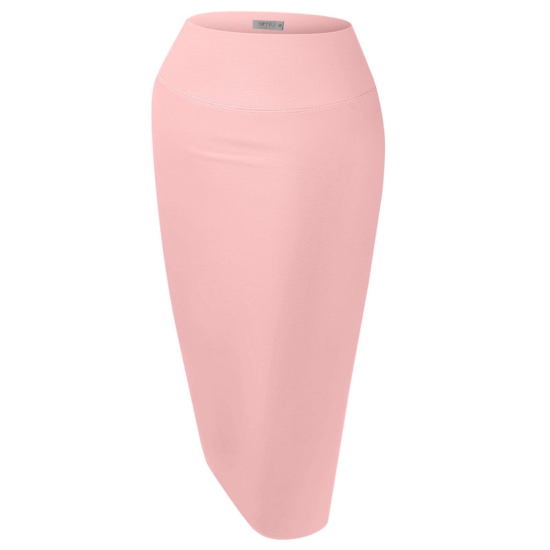 Simlu Womens Below the Knee Pencil Skirt for Office Wear - Made in USA, Rosewood,Blush,X-Large - Image 1